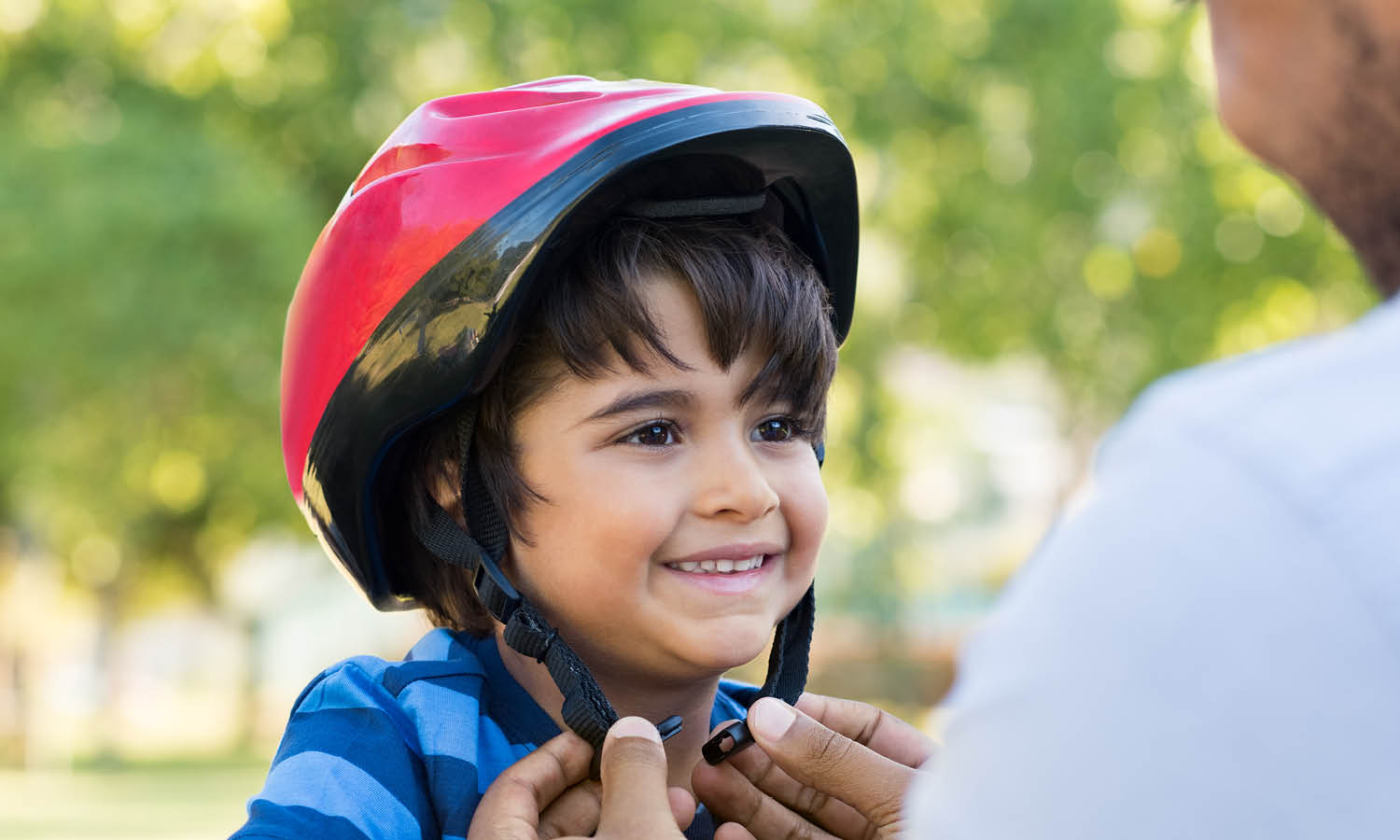 Child wearing bike helmet