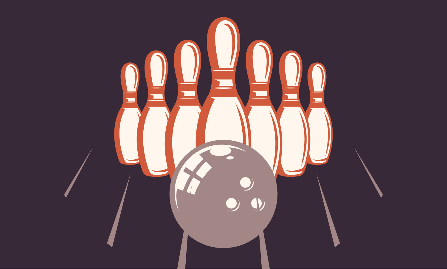 Illustration: Bowling ball in front of bowling pins.