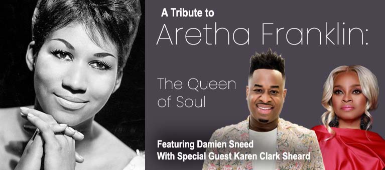 Two pictures: One of Aretha Franklin, One of Damien Sneed and Karen Clark Sheard