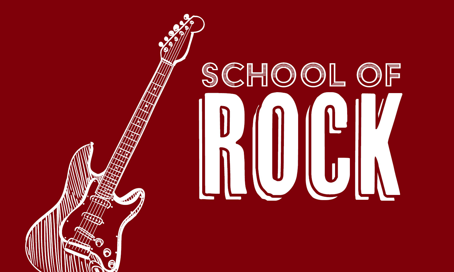 Illustration of guitar. Text: School of Rock
